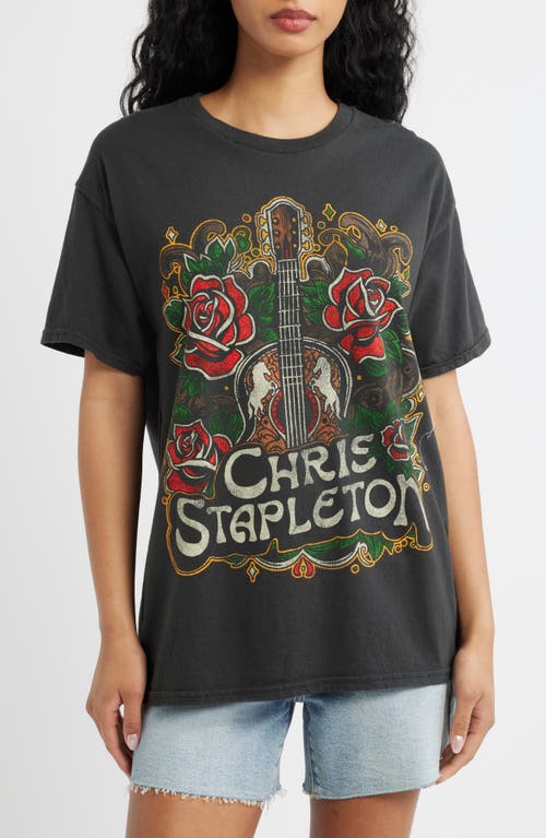Merch Traffic Chris Stapleton Floral Rose Cotton Graphic T-shirt In Black