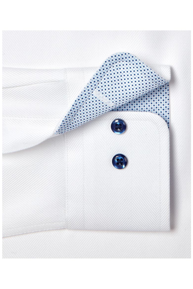 Trim Fit Herringbone Shirt, Alternate, color, WHITE
