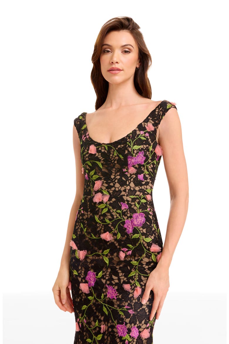 Josie Floral Appliqué Sleeveless Dress, Alternate, color, BLACK MULTI