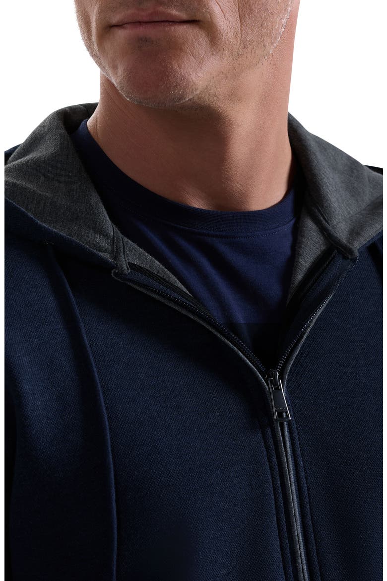 Piqué zip-Up Hoodie, Alternate, color, NAVY