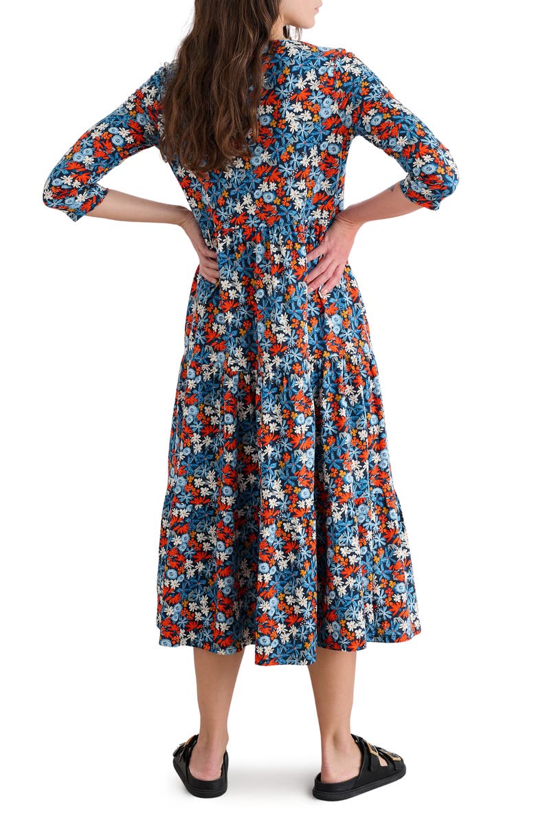 Seasalt Cornwall Tiered Organic Cotton Midi Dress, Alternate, color, Pastel Garden Maritime