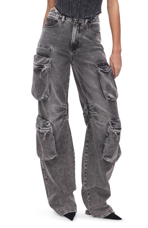 Wide Leg Denim Cargo Jeans