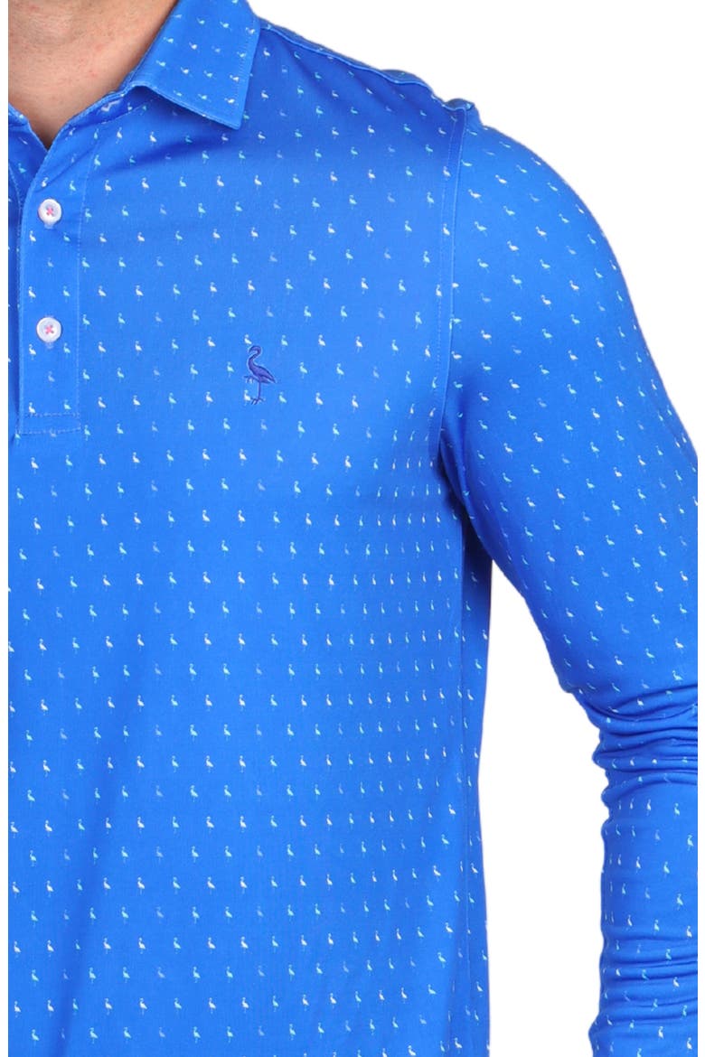 Byrds Print Long Sleeve Performance Polo, Alternate, color, ROYAL BLUE