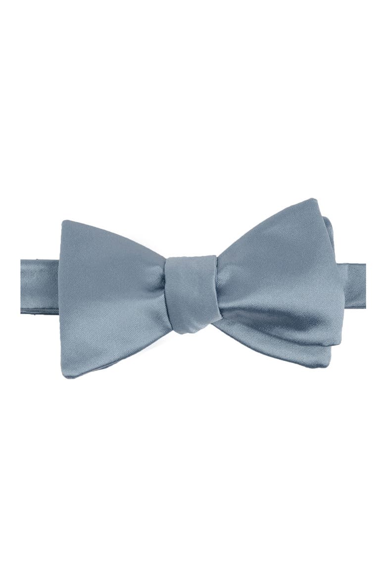Men's Solid Satin Bow Tie, Main, color, DUSTY BLUE