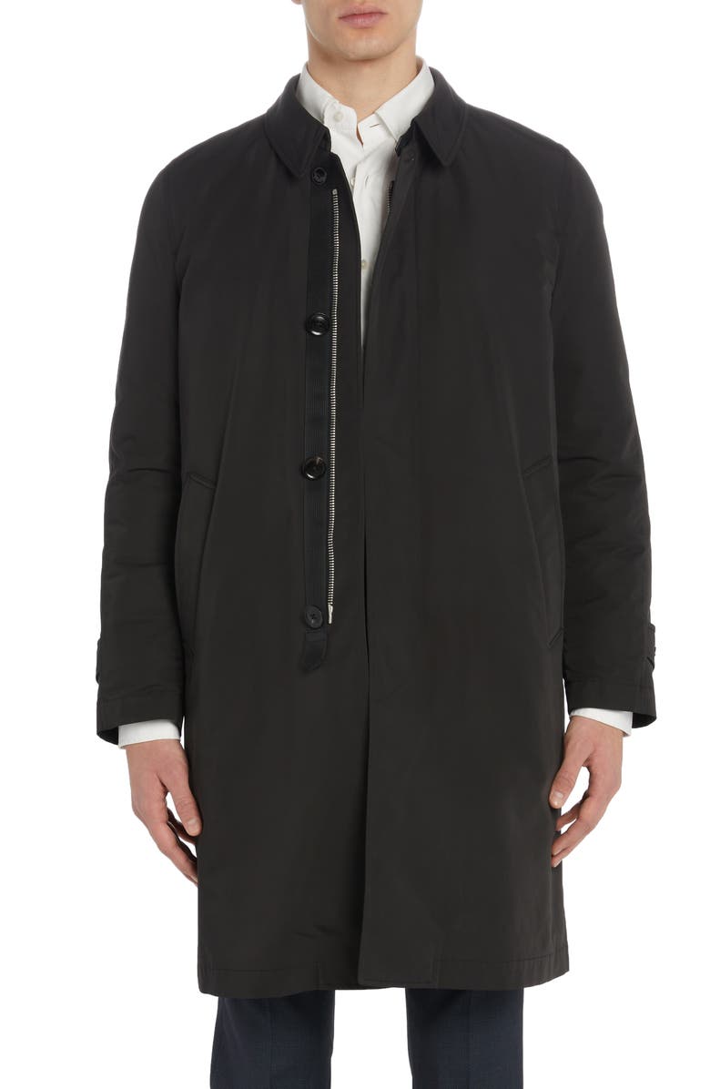 TOM FORD Classic Fit Microfaille Raincoat, Alternate, color, Black