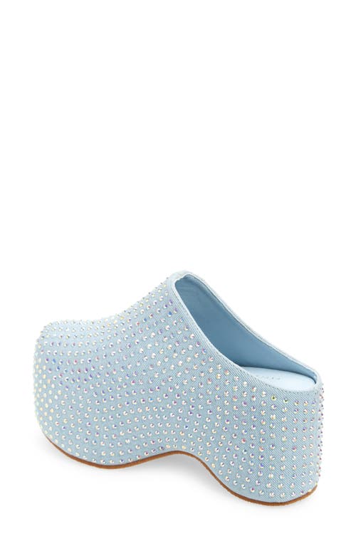 Azalea Wang Jamal Crystal Denim Platform Clog In Blue