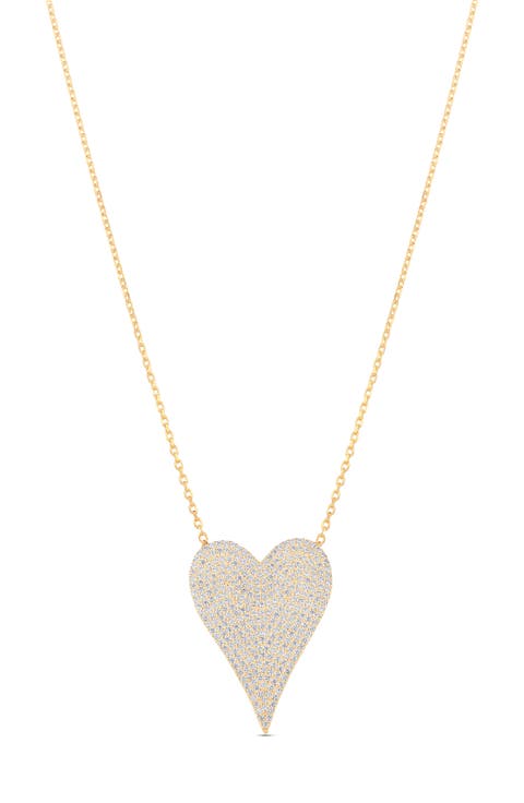 Jumbo Pavé Heart Pendant Necklace
