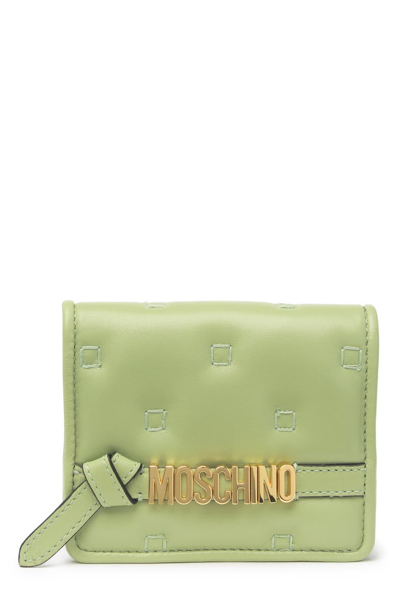 Quilted Leather Wallet, Main, color, LIGHT GREEN