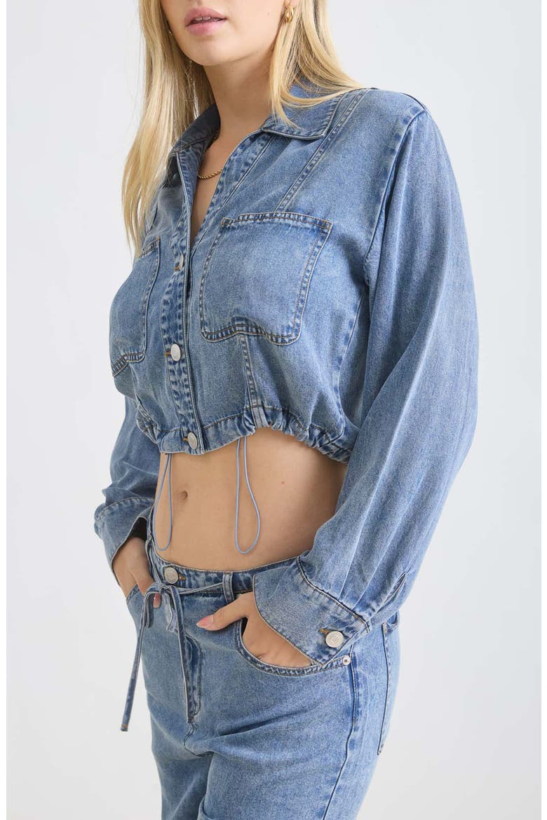 Denim Cropped Button Front Top, Alternate, color, DENIM