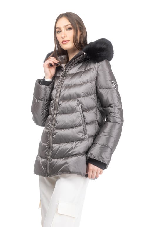 Gorski Apres-ski Mid Jacket With Detachable Toscana Lamb Hood Trim In Silver