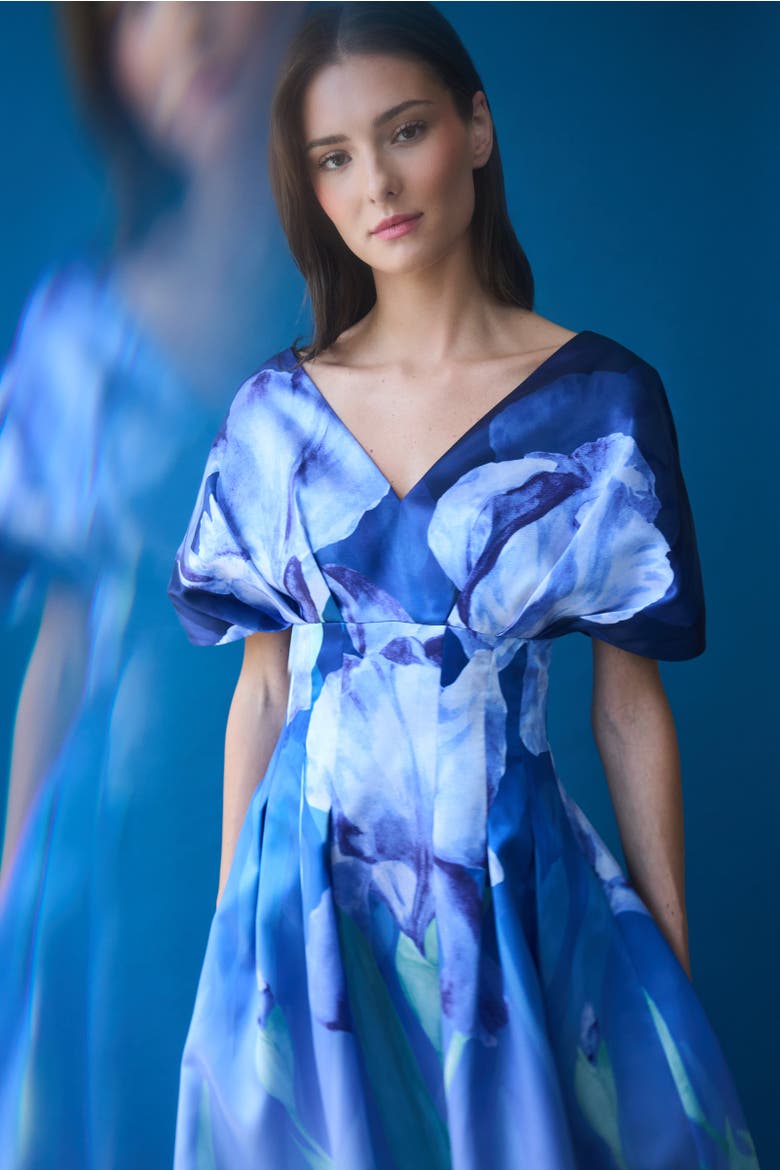 Luretta Contoured Waist Dress, Alternate, color, Moonlight Bloom