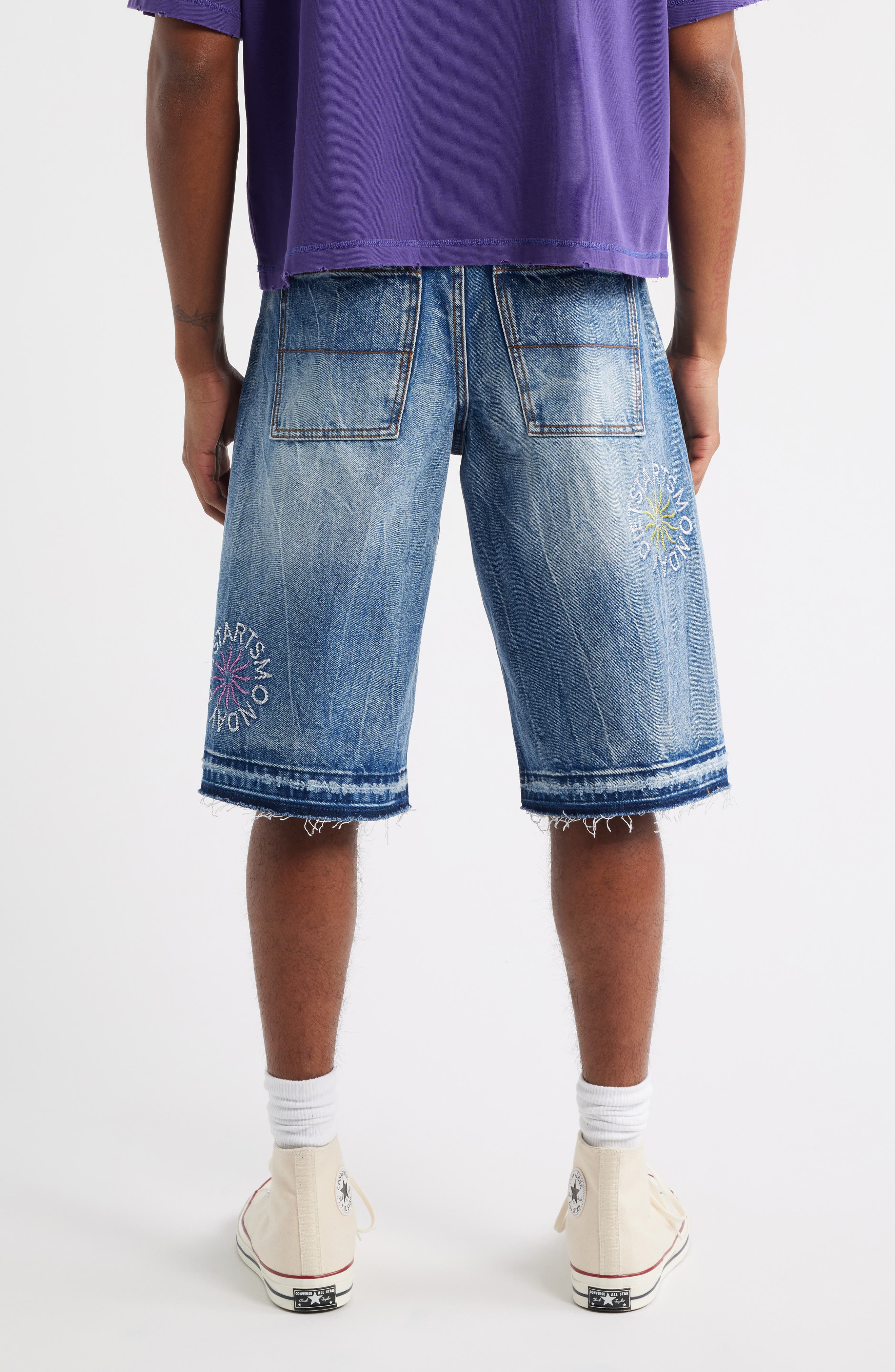 Sol Embroidered Denim Shorts - image 2