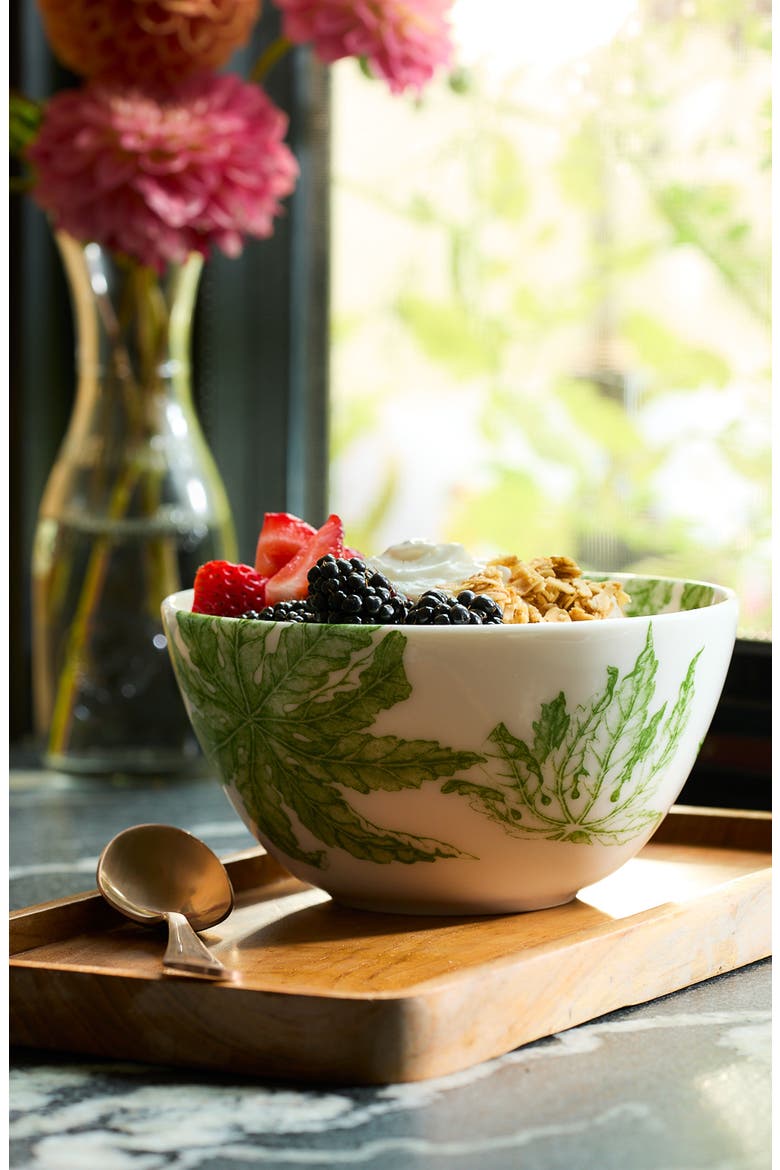 Freya Cereal Bowl - Porcelain - Set 4, Alternate, color, GREEN