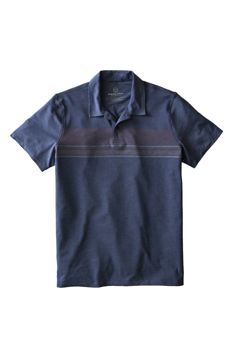 Marine Layer Air Stripe Polo, Alternate, color, Vintage Indigo Sunset Stripe