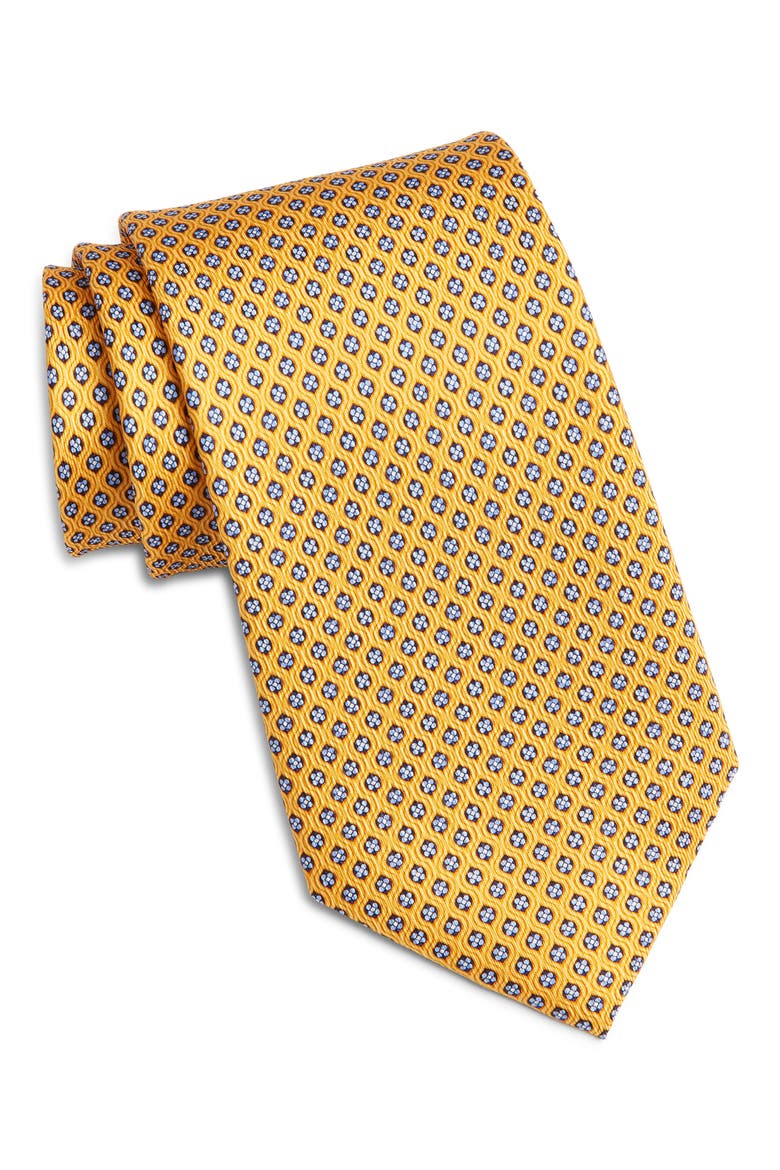 Floral Silk Tie, Main, color, YELLOW
