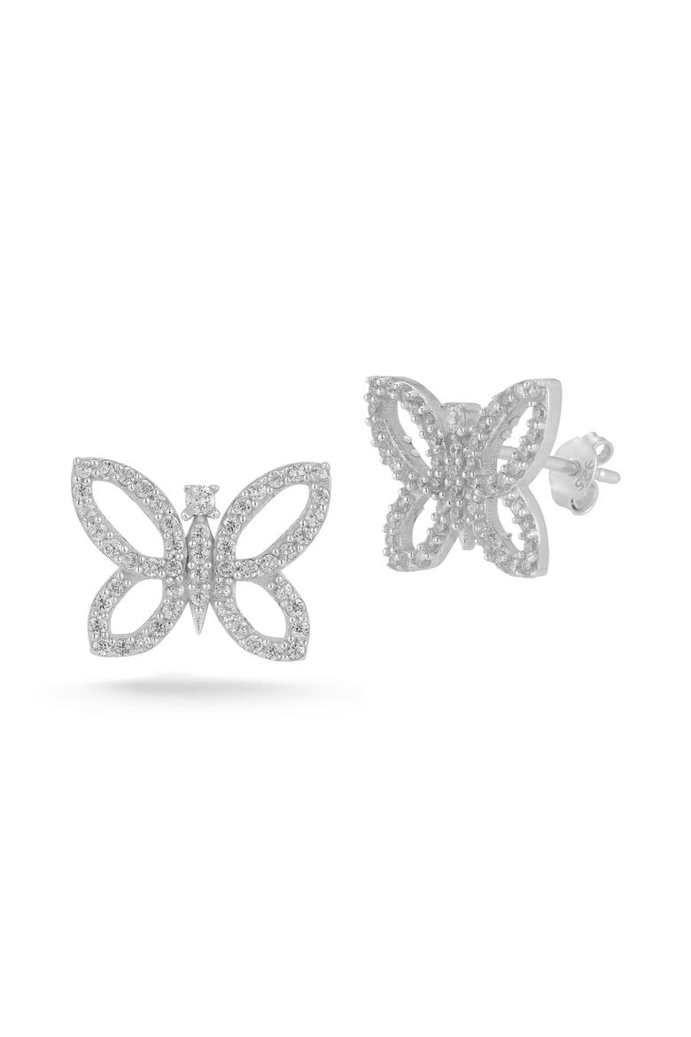 Sterling Silver Butterfly Stud Earrings, Main, color, SILVER