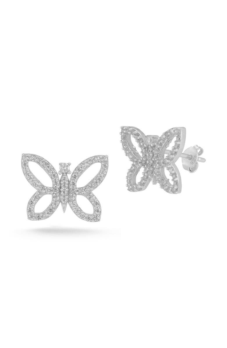 GLAZE JEWELRY Sterling Silver Butterfly Stud Earrings, Main, color, Silver