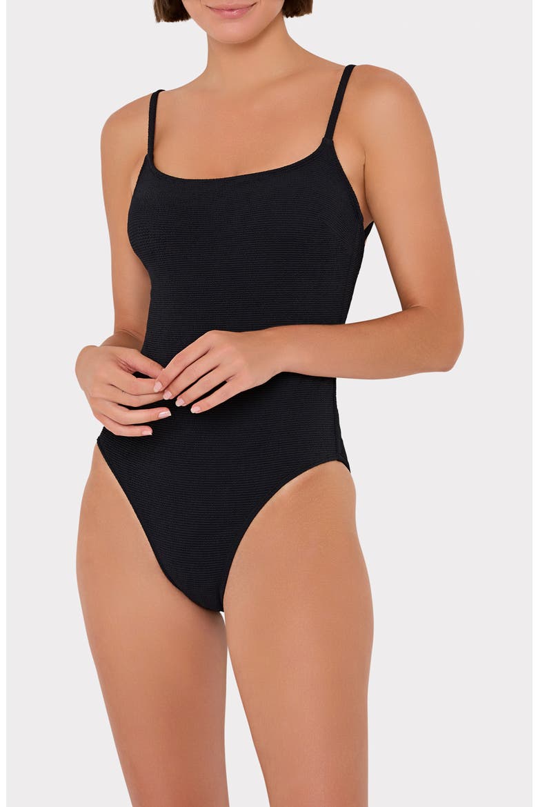 Grace Solid Textured One-Piece Swimsuit, Alternate, color, BLACK