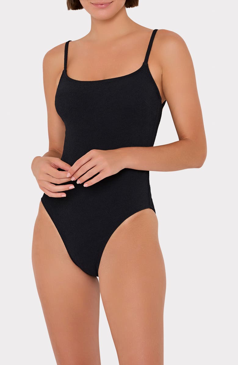 Milly Grace Solid Textured One-Piece Swimsuit, Alternate, color,