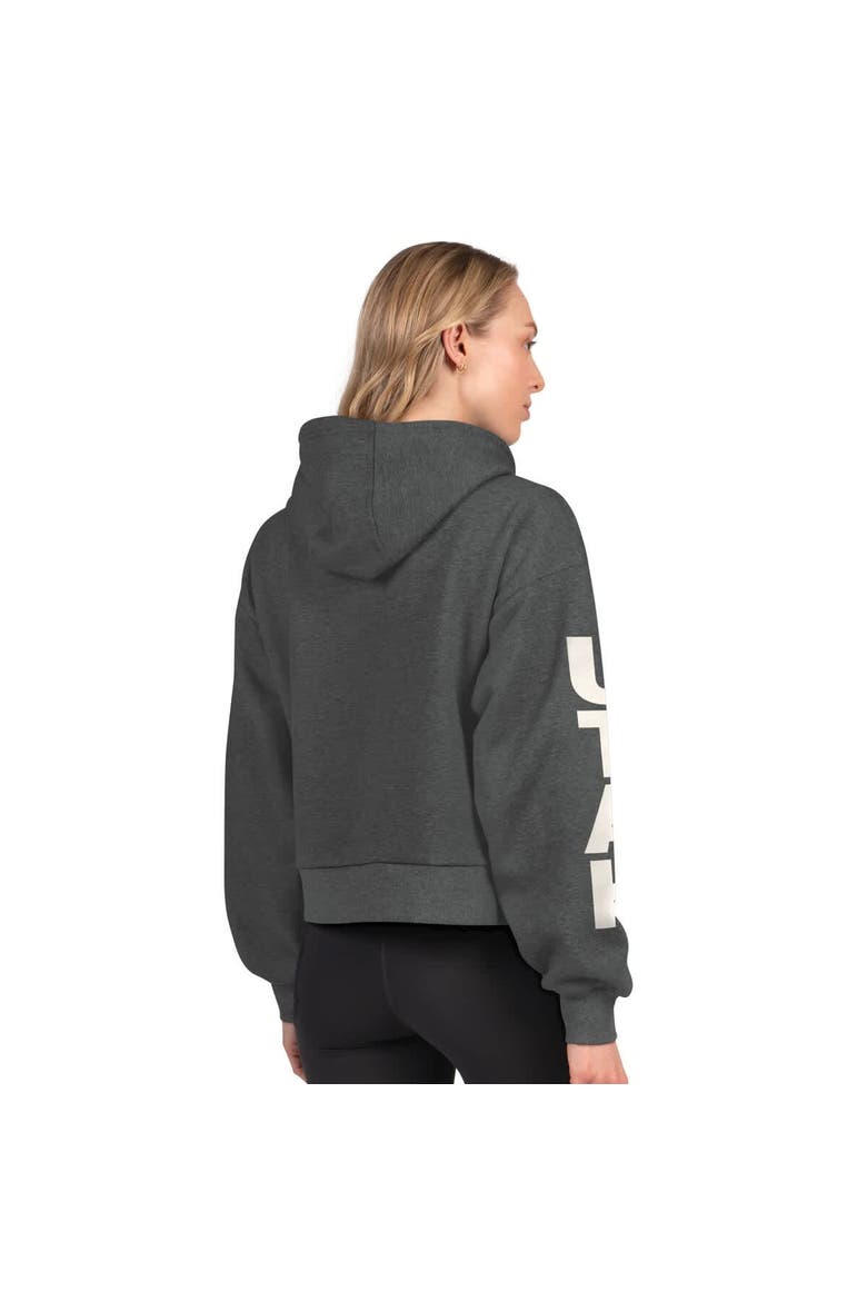 Women's Starter  Heather Charcoal Utah Mammoth Star Player Cropped Fleece Hoodie, Alternate, color, Heather Charcoal