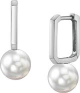The Pearl Source Japanese Akoya Pearl Huggie Susie Earrings