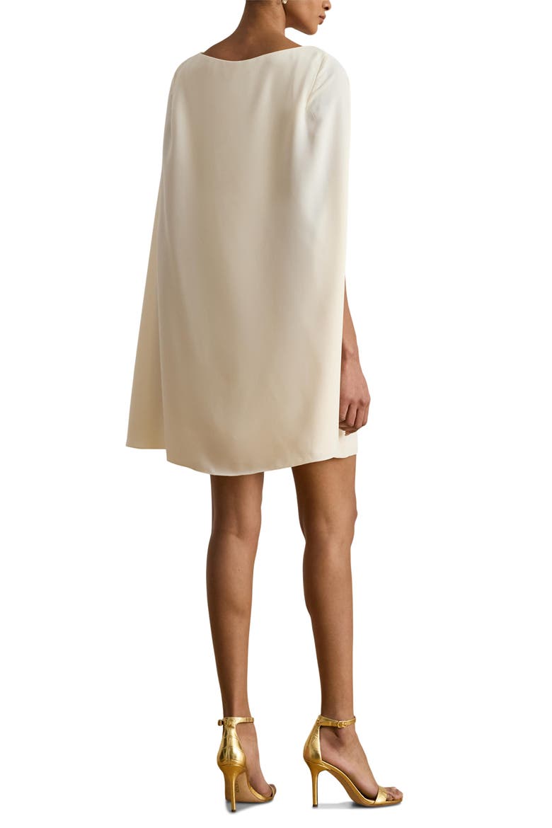 Cape Detail Georgette Cocktail Minidress, Alternate, color, WINTER CREAM