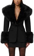 Naked Wardrobe Faux Fur Trim Blazer