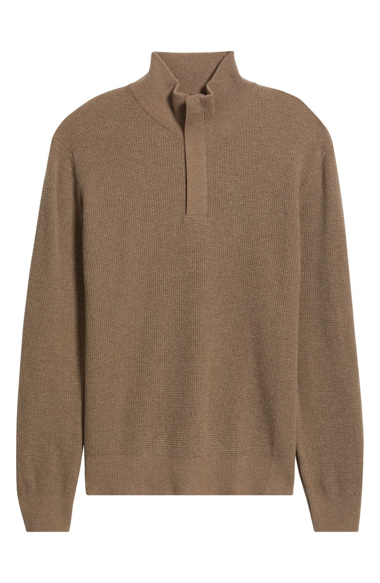 Canali Quarter Zip Wool & Cashmere Blend Sweater, Alternate, color, Med Beige