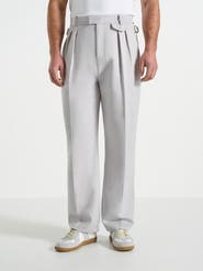 Manière De Voir Pierre Relaxed Fit Textured Pleated Tailored Trousers