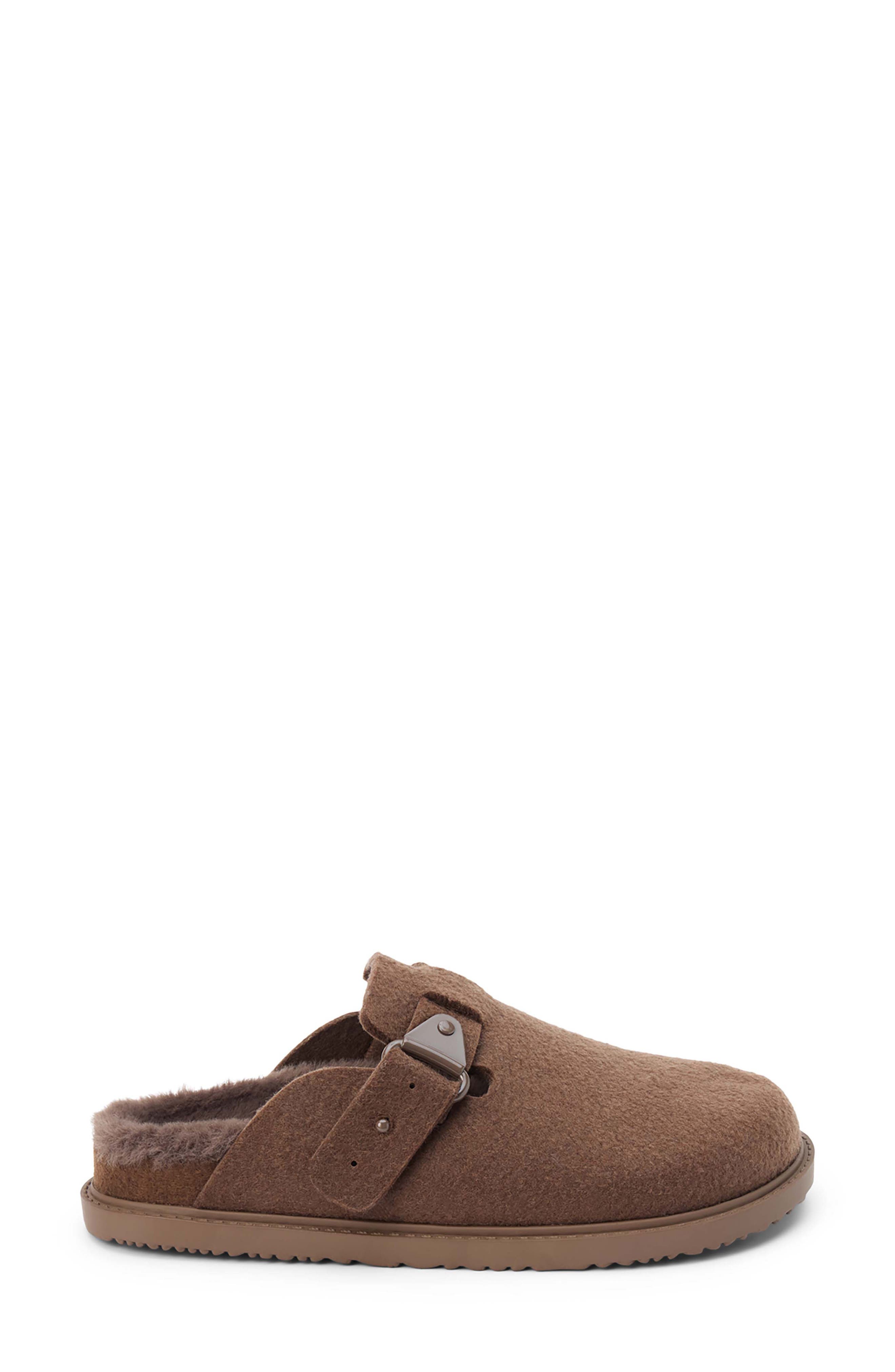Matisse Portland Faux Fur Clog, Alternate, color, Coffee Textile