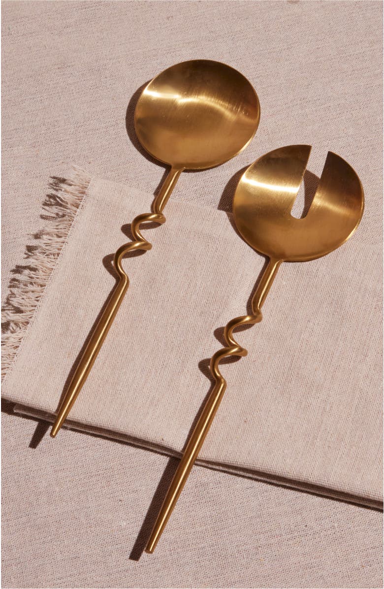 Meso Goods Elisa Servers - Set of 2, Alternate, color, Brass