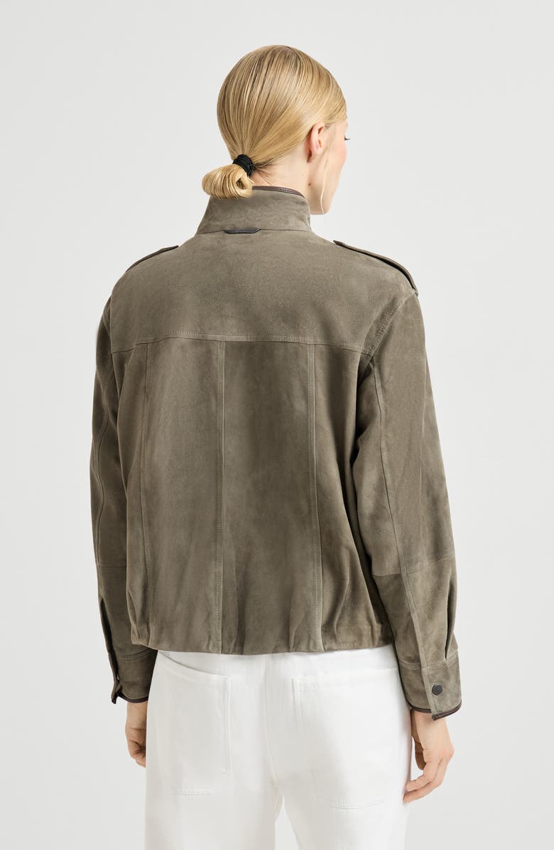 Brunello Cucinelli Couture suede outerwear, Alternate, color, Green