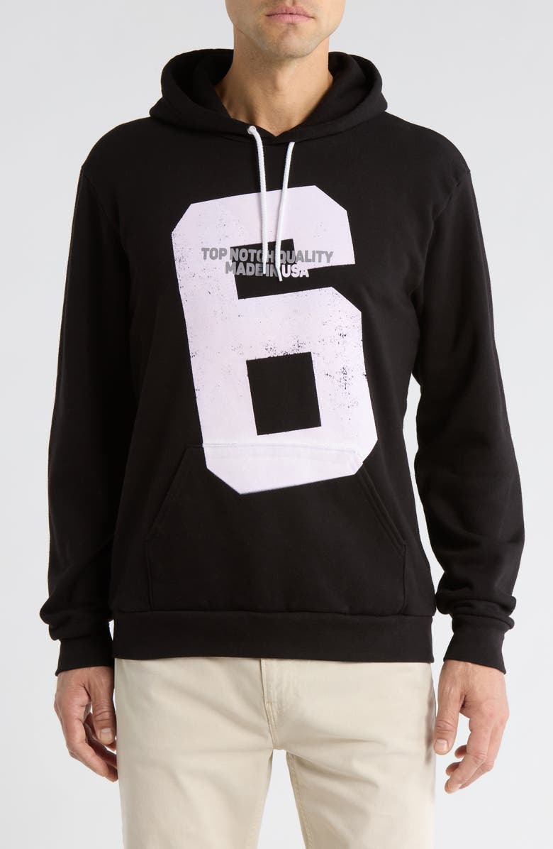 925 Originals Playbook Graphic Cotton Hoodie, Main, color, Jet Black