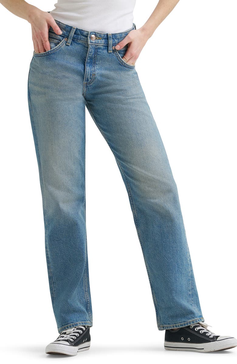 Lee Rider Classic High Waist Straight Leg Jeans, Main, color, To The Sky