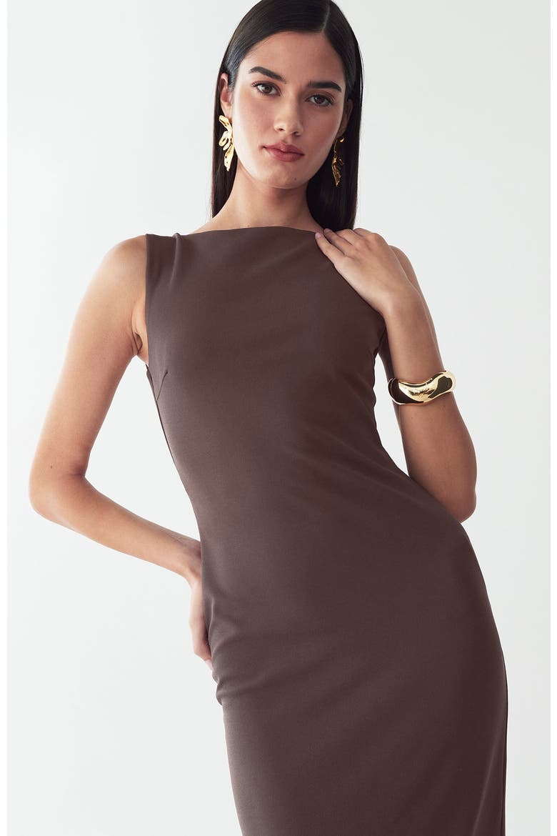 Shian Midi Dress, Alternate, color, Chocolate