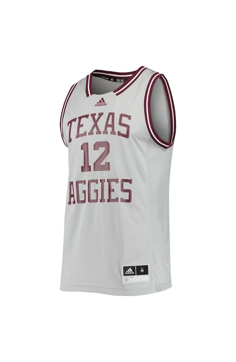 adidas Men's adidas #12 Gray Texas A&M Aggies Reverse Retro Jersey, Alternate, color, Gray