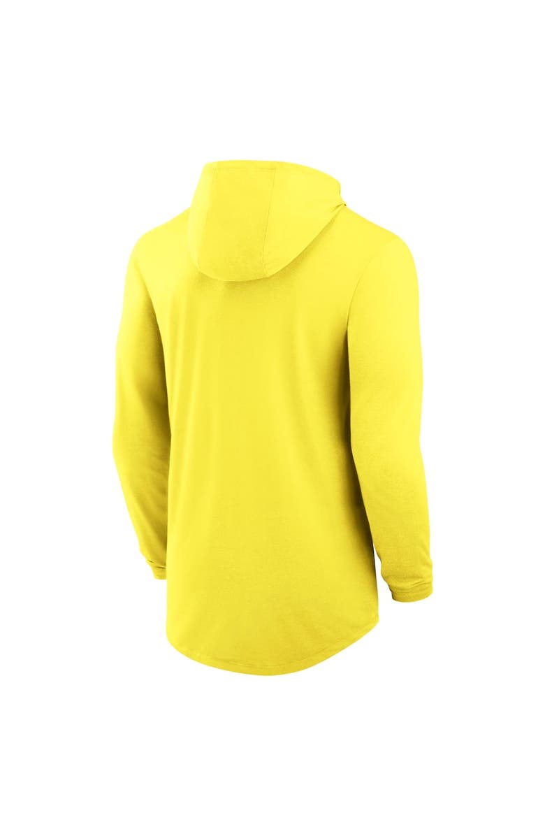 Nike Men's Nike Yellow Oregon Ducks Classic Arch Tri-Blend Long Sleeve Hoodie T-Shirt, Alternate, color, Yellow