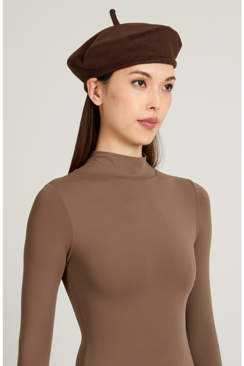 Carter Wool Blend Beret, Alternate, color, CHOCOLATE