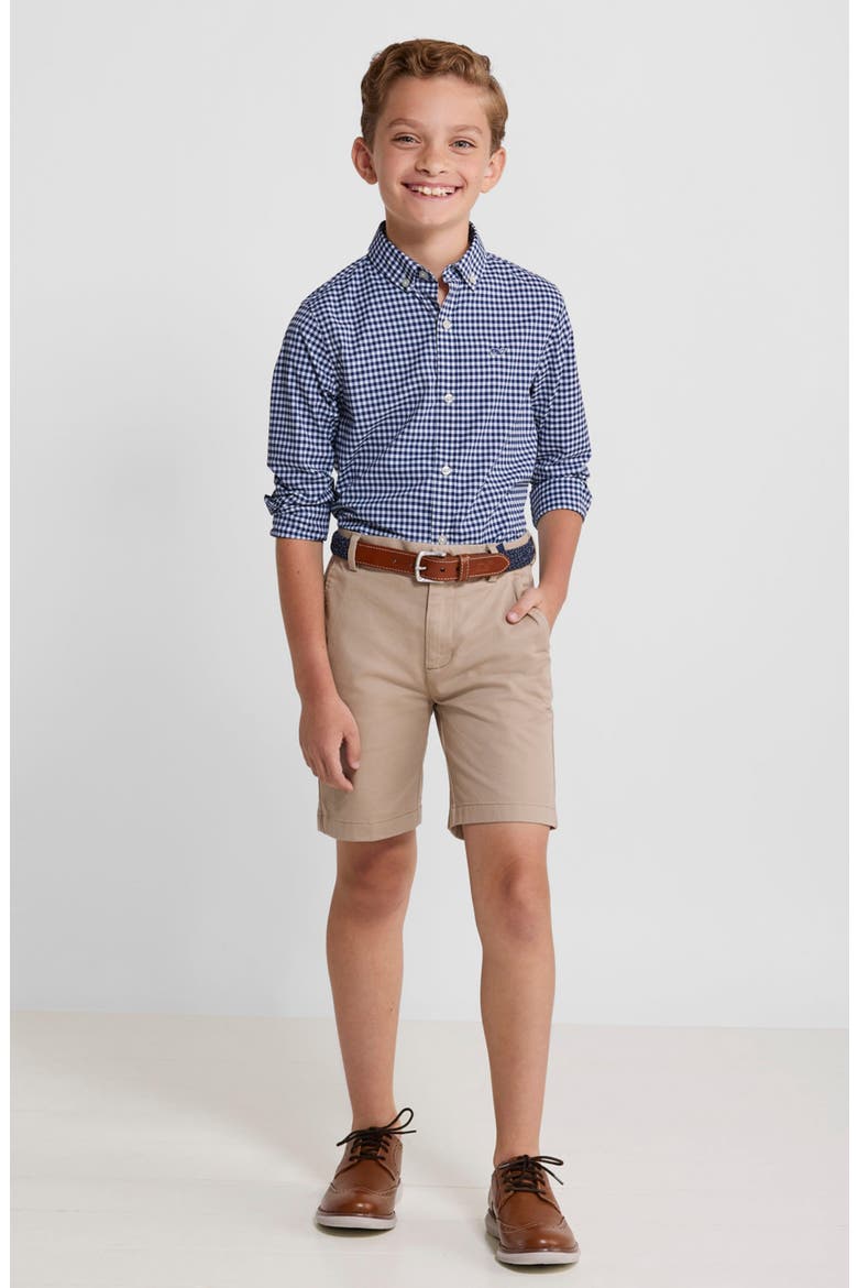 Kids' On-The-Go brrrº Gingham Button-Down Shirt, Alternate, color, BLUE BAY
