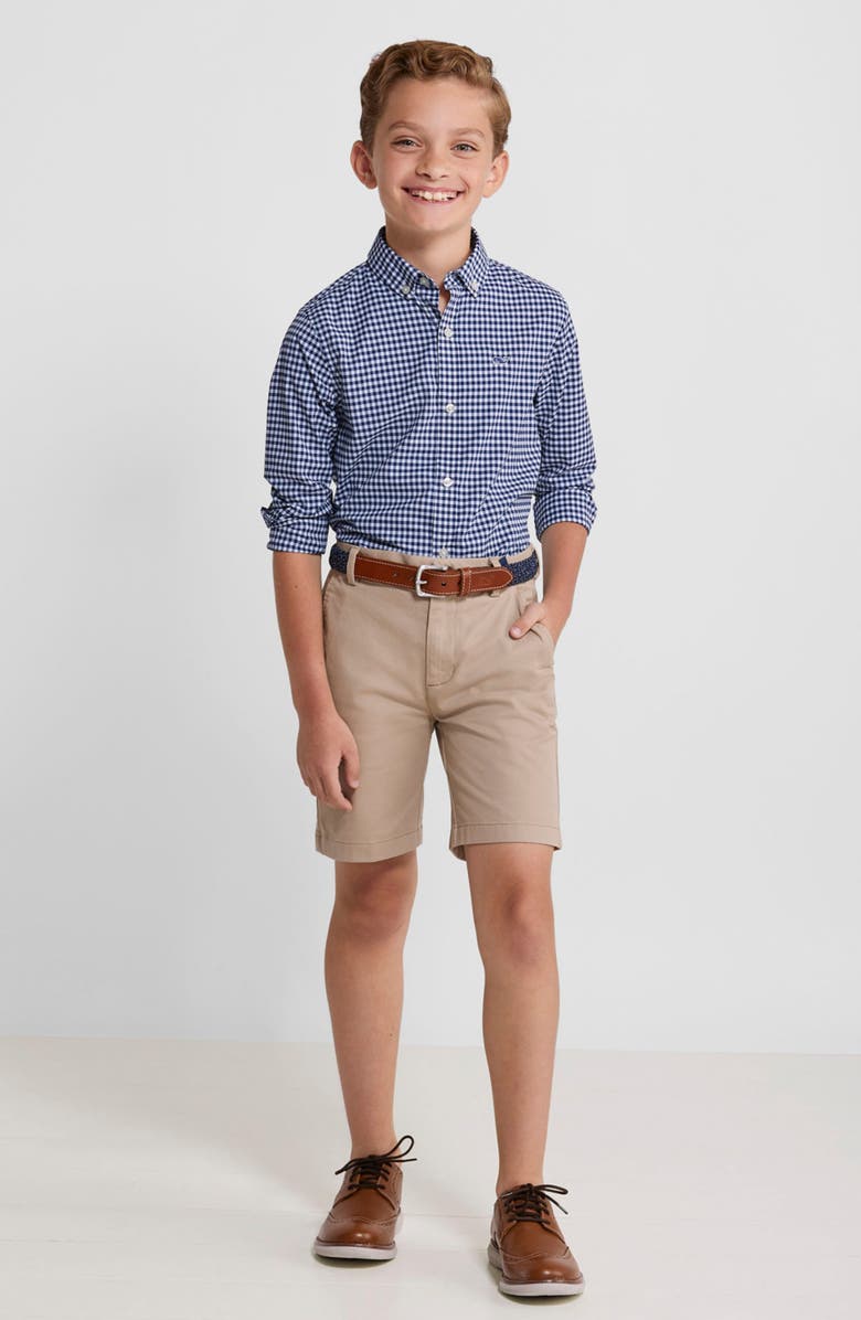 vineyard vines Kids' On-The-Go brrrº Gingham Button-Down Shirt, Alternate, color, Blue Bay