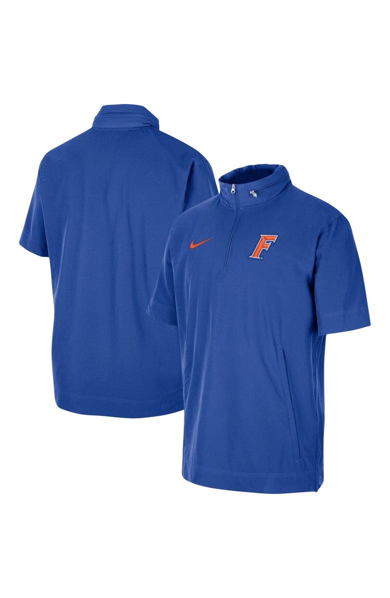 Nike Men's Nike Royal Florida Gators Coaches Half-Zip Short Sleeve Jacket, Main, color, Royal
