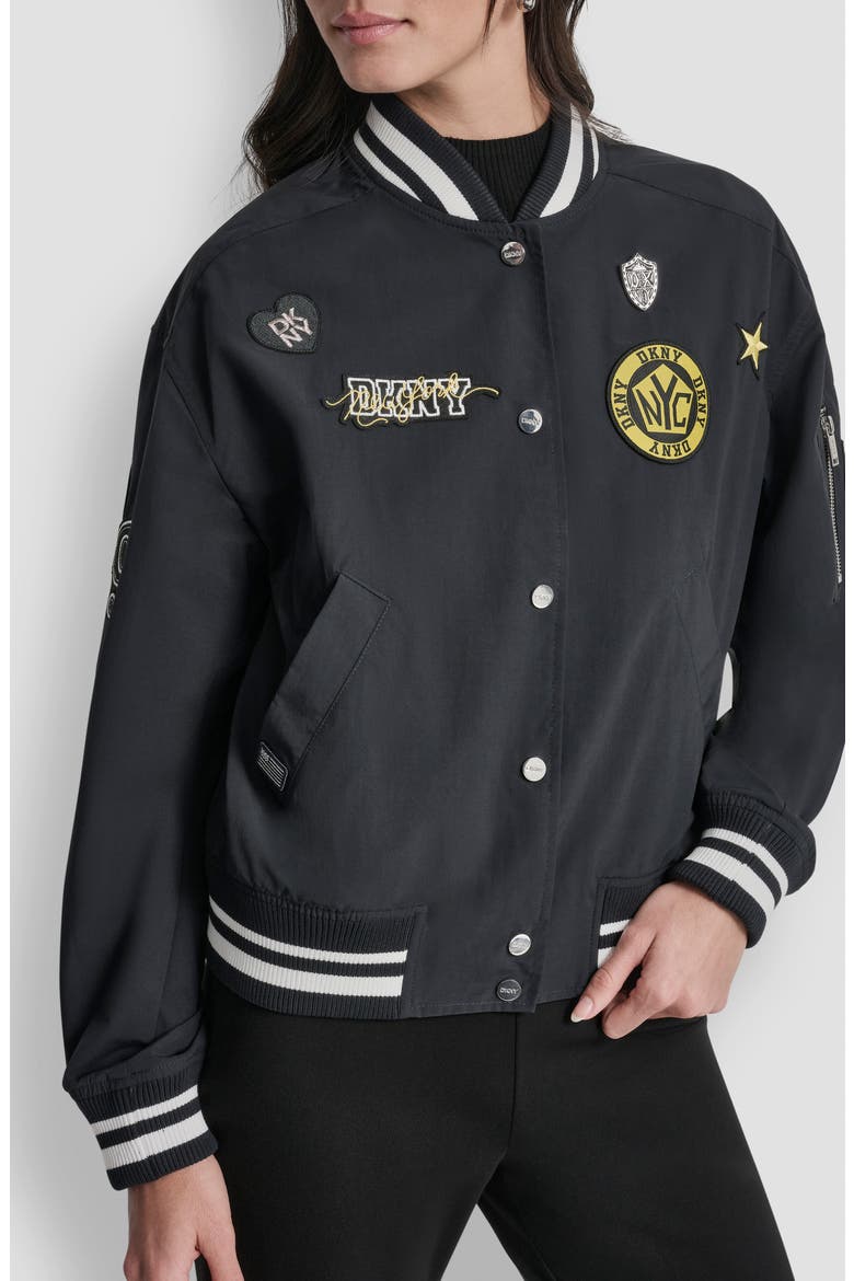 1989 Pins & Patches Varsity Jacket, Alternate, color, NAVY