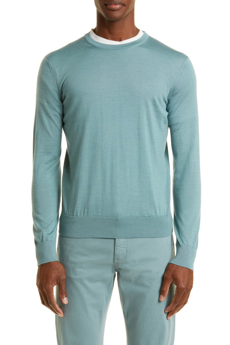 Men's Casheta Cashmere & Silk Sweater, Main, color, SEAFOAM BLUE