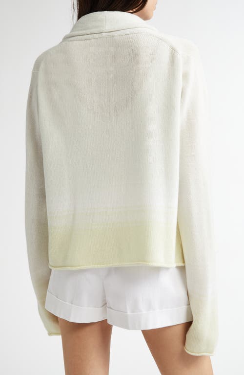 Johnstons Of Elgin Gauzy Ombré Colorblock Open Front Cashmerre Cardigan In Zinc/white