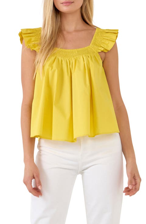 Ruffle Detail Cotton Tank