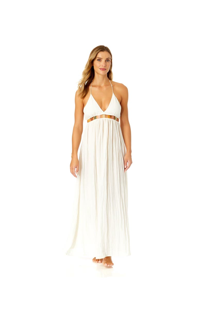 Anne Cole Women's V Neck Jewel Maxi Dress With Spaghetti Straps Cover Up, Main, color, Gardenia