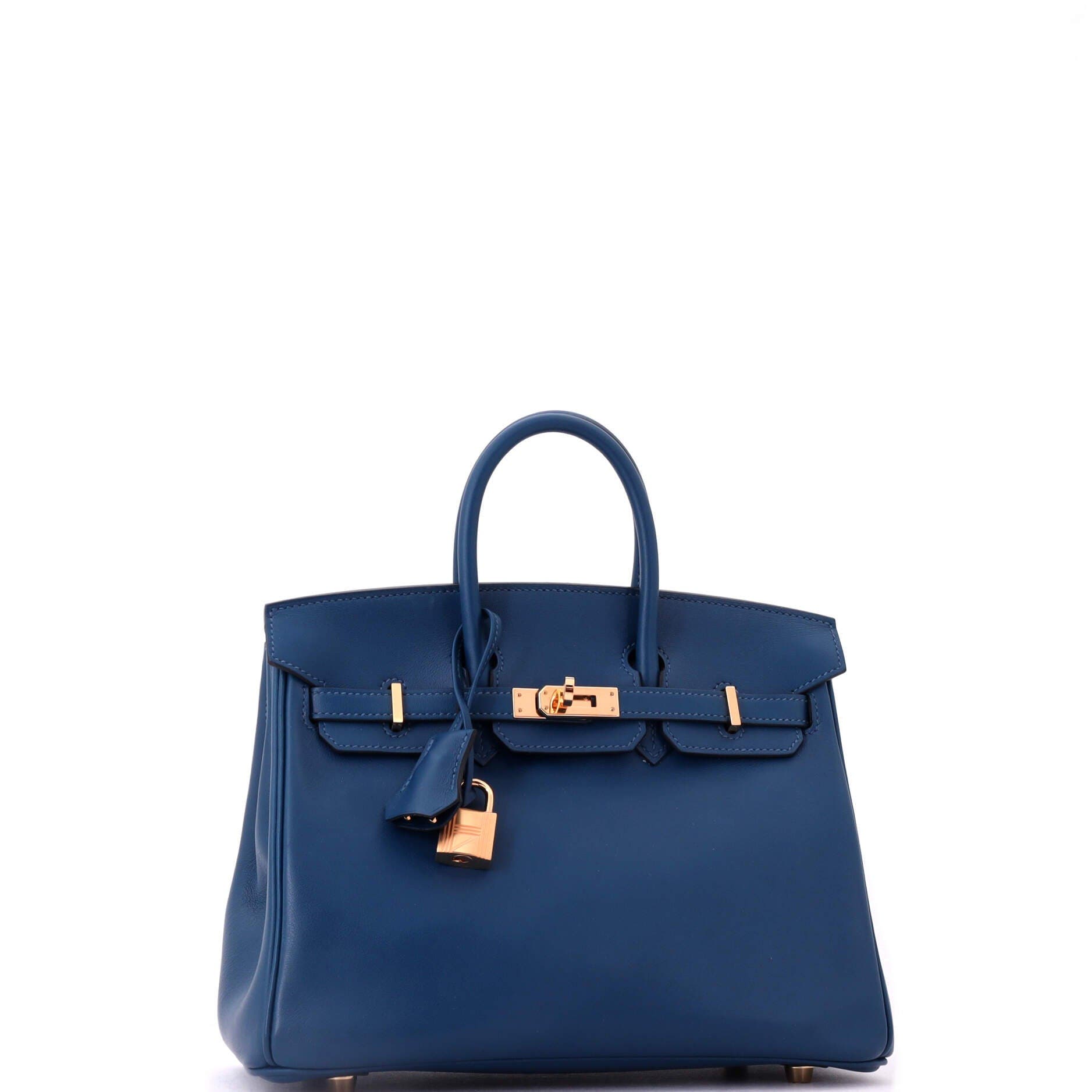Pre-Owned Hermes Birkin Handbag Blue Swift with Gold Hardware 25, Alternate, color, Deep Blue