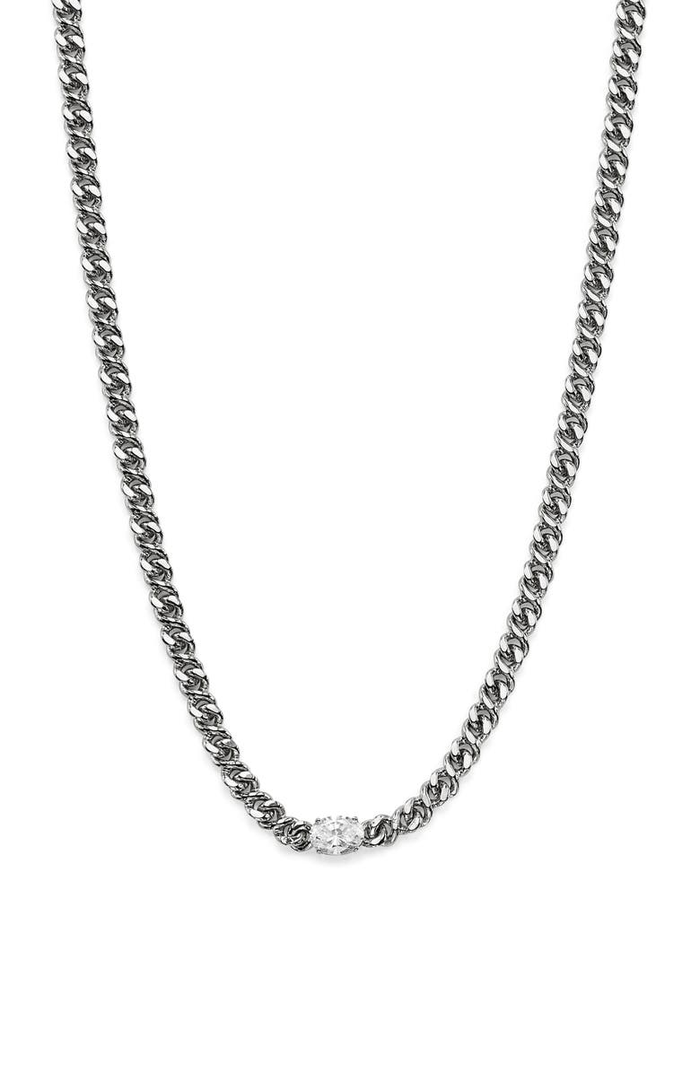Nadri Wrap Party Cubic Zirconia Curb Chain Necklace, Main, color,