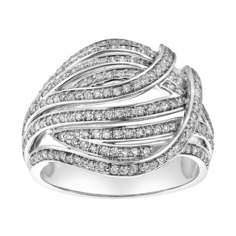 Marina 14K Gold Round Diamond Studded Dome Ring - 0.84cts