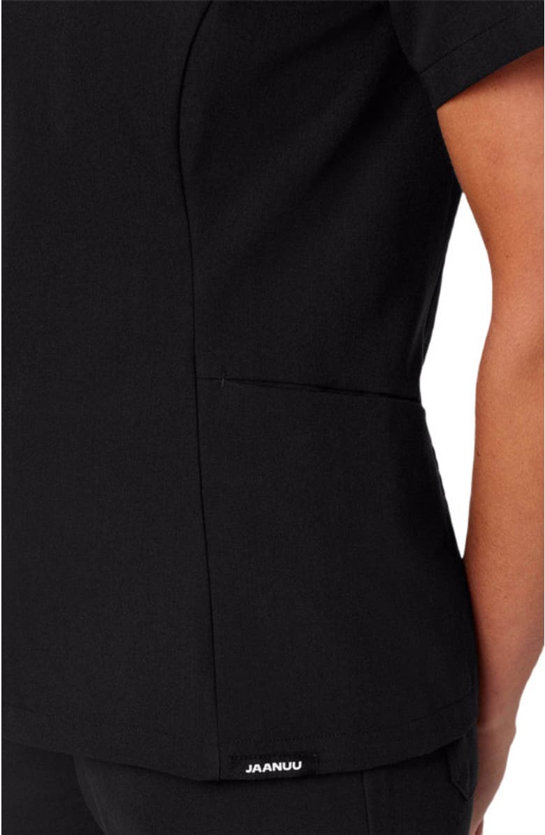 JAANUU Calix Women's 2-Pocket Tailored V-Neck Scrub Top, Alternate, color, Black
